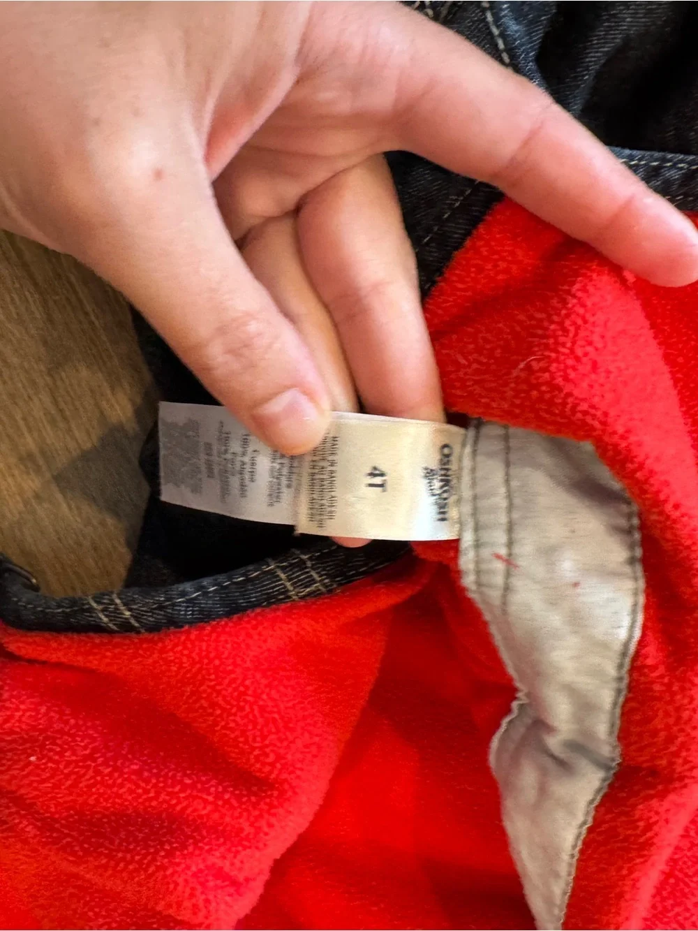 OshKosh B'gosh Denim Overalls for Kids — Red fleece Lining